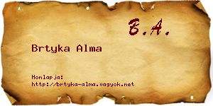 Brtyka Alma névjegykártya